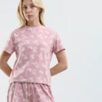 ⁦Short Sleeve Printed With Short Pajama Set⁩ - الصورة ⁦5⁩