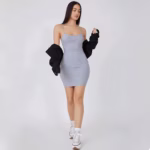 نايت شيرت قطن استريتش - رصاصي