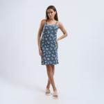 نايت شيرت قطن حماله رفيعه استريتش بطبعه -ازرق