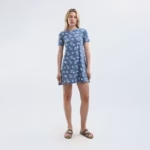 نايت شيرت قطن نص كم استريتش بطبعه -ازرق