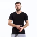 ⁦٣ نص كم رقبه علي شكل سبعه قطن استريتش رجالي⁩ - الصورة ⁦4⁩