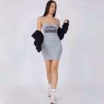 ⁦نايت شيرت قطن استريتش حماله رفيعه مطبوع - رصاصي⁩ - الصورة ⁦4⁩