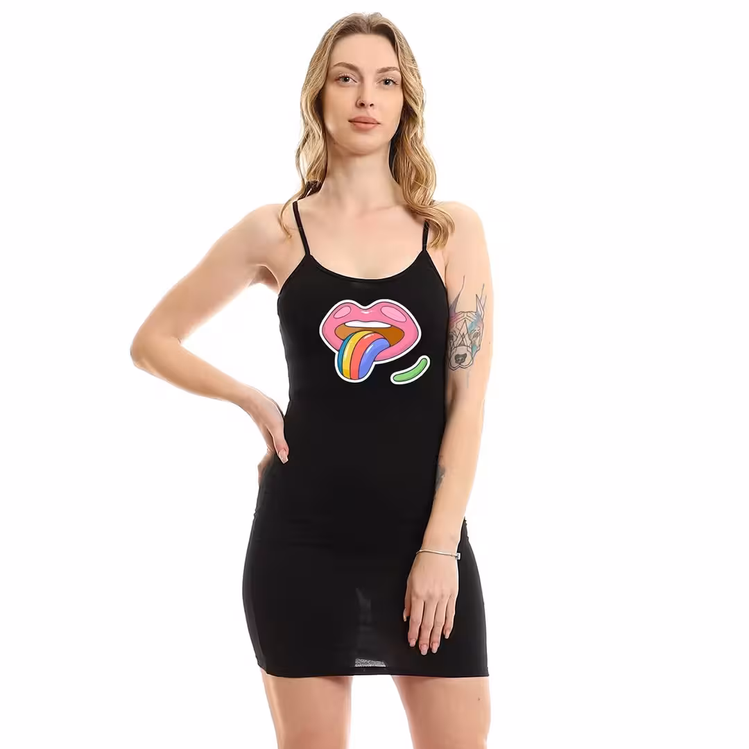 1-6.avif نايت شيرت قطن استريتش مطبوع - اسود - الصورة 1