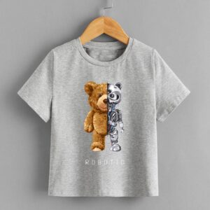 تيشرت اطفال مطبوع - رصاصي