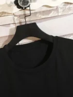 ⁦تيشرت رجالي نص كم حوض قطن  - اسود⁩ - الصورة ⁦5⁩