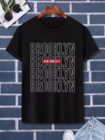 تيشرت رجالي نص كم حوض قطن  - اسود