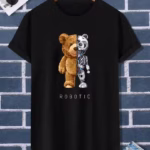 تيشرت رجالي نص كم حوض قطن  - اسود