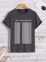 تيشرت رجالي نص كم حوض قطن  - رصاصي غامق