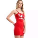 ⁦نايت شيرت قطن استريتش حماله رفيعه مطبوع - احمر⁩ - الصورة ⁦4⁩