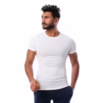 نص كم حوض ابيض قطن استريتش رجالي