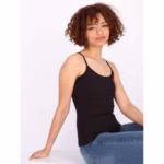 ⁦2 توب حماله رفيعه قطن استريتش -اسود⁩ - الصورة ⁦2⁩