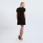 ⁦نايت شيرت قطن نص كم استريتش بطبعه -اسود⁩ - الصورة ⁦4⁩