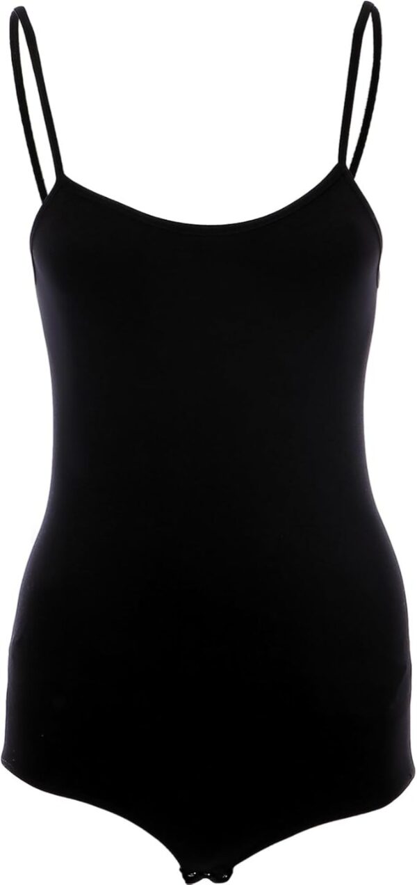 ⁦Snap Closures Spaghetti Straps Plain Bodysuit for Women⁩ - الصورة ⁦1⁩