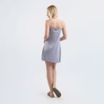 ⁦كاش مايو قصير من القطن حماله رفيعه -مطبوع-فضي⁩ - الصورة ⁦5⁩