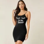 نايت شيرت قطن استريتش مطبوع - اسود