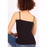 ⁦2 توب حماله رفيعه قطن استريتش -اسود⁩ - الصورة ⁦6⁩