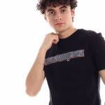 تيشرت رجالي نص كم حوض قطن  - اسود