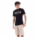 تيشرت رجالي نص كم حوض قطن  - اسود