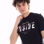 ⁦تيشرت رجالي نص كم حوض قطن  - اسود⁩ - الصورة ⁦5⁩