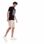 ⁦تيشرت رجالي نص كم حوض قطن  - اسود⁩ - الصورة ⁦4⁩