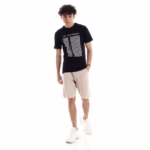 ⁦تيشرت رجالي نص كم حوض قطن  - اسود⁩ - الصورة ⁦3⁩