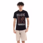 ⁦تيشرت رجالي نص كم حوض قطن  - اسود⁩ - الصورة ⁦6⁩