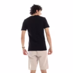 ⁦تيشرت رجالي نص كم حوض قطن  - اسود⁩ - الصورة ⁦5⁩