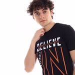 ⁦تيشرت رجالي نص كم حوض قطن  - اسود⁩ - الصورة ⁦4⁩