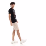 ⁦تيشرت رجالي نص كم حوض قطن  - اسود⁩ - الصورة ⁦3⁩