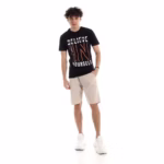 ⁦تيشرت رجالي نص كم حوض قطن  - اسود⁩ - الصورة ⁦2⁩