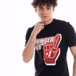 ⁦تيشرت رجالي نص كم حوض قطن  - اسود⁩ - الصورة ⁦4⁩