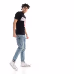 ⁦تيشرت رجالي نص كم حوض قطن  - اسود⁩ - الصورة ⁦5⁩