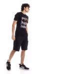 ⁦تيشرت رجالي نص كم حوض قطن  - اسود⁩ - الصورة ⁦4⁩