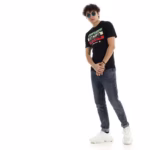 ⁦تيشرت رجالي نص كم حوض قطن  - اسود⁩ - الصورة ⁦6⁩