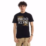 ⁦تيشرت رجالي نص كم حوض قطن  - اسود⁩ - الصورة ⁦3⁩