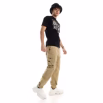 ⁦تيشرت رجالي نص كم حوض قطن  - اسود⁩ - الصورة ⁦7⁩