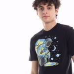 ⁦تيشرت رجالي نص كم حوض قطن  - اسود⁩ - الصورة ⁦5⁩