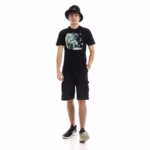 ⁦تيشرت رجالي نص كم حوض قطن  - اسود⁩ - الصورة ⁦3⁩