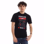 تيشرت رجالي نص كم حوض قطن  - اسود