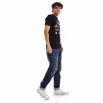 ⁦تيشرت رجالي نص كم حوض قطن  - اسود⁩ - الصورة ⁦5⁩