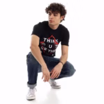 ⁦تيشرت رجالي نص كم حوض قطن  - اسود⁩ - الصورة ⁦6⁩