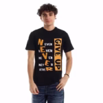 تيشرت رجالي نص كم حوض قطن  - اسود