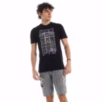 ⁦تيشرت رجالي نص كم حوض قطن  - اسود⁩ - الصورة ⁦6⁩