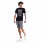 ⁦تيشرت رجالي نص كم حوض قطن  - اسود⁩ - الصورة ⁦2⁩