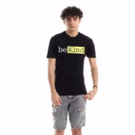 تيشرت رجالي نص كم حوض قطن  - اسود