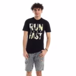 ⁦تيشرت رجالي نص كم حوض قطن  - اسود⁩ - الصورة ⁦7⁩