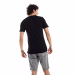 ⁦تيشرت رجالي نص كم حوض قطن  - اسود⁩ - الصورة ⁦5⁩