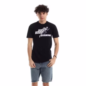 تيشرت رجالي نص كم حوض قطن  - اسود