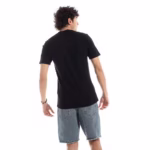 ⁦تيشرت رجالي نص كم حوض قطن  - اسود⁩ - الصورة ⁦3⁩