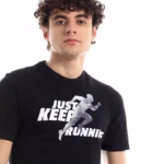 ⁦تيشرت رجالي نص كم حوض قطن  - اسود⁩ - الصورة ⁦4⁩